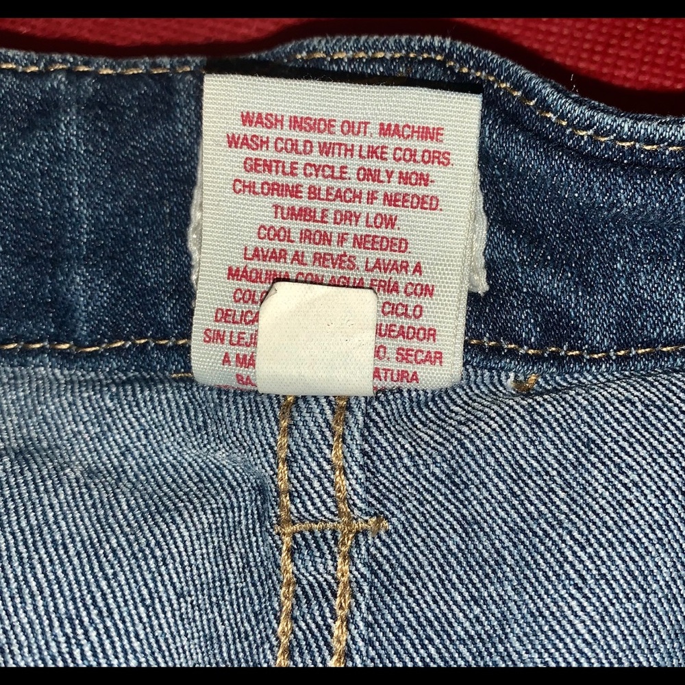 Mossimo silver button front mini blue jean skirt Size 4 EUC - Picture 4 of 9